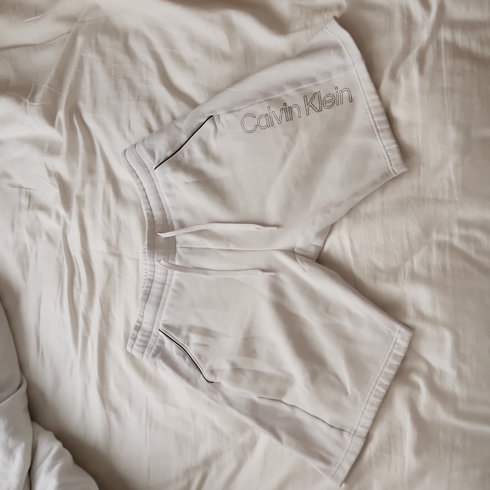 Calvin Klein white knit shorts